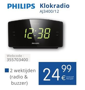 Promoties Philips klokradio aj3400-12 - Philips - Geldig van 01/10/2016 tot 31/10/2016 bij Eldi