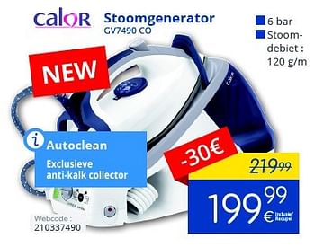 Promotions Calor stoomgenerator gv7490 co - Calor - Valide de 01/10/2016 à 31/10/2016 chez Eldi