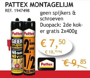 Promoties Pattex montagelijm - Pattex - Geldig van 03/10/2016 tot 31/10/2016 bij Crea Home