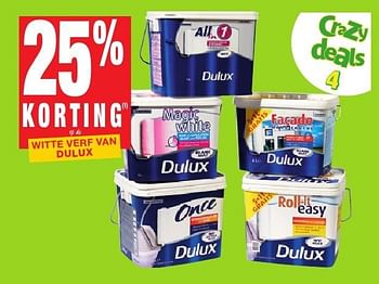 Promotions 25% korting op de witte verf van dulux - Dulux - Valide de 11/10/2016 à 24/10/2016 chez Brico