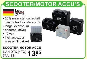 Promotions Scooter-motor accu - Lotus Geräte - Valide de 10/10/2016 à 30/10/2016 chez Van Cranenbroek