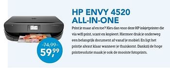 Promotions Hp envy 4520 all-in-one - HP - Valide de 01/10/2016 à 31/10/2016 chez Coolblue
