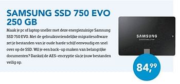 Promoties Samsung ssd 750 evo 250 gb - Samsung - Geldig van 01/10/2016 tot 31/10/2016 bij Coolblue