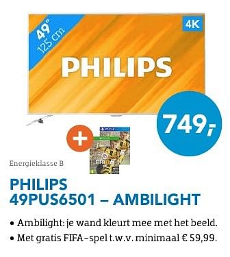 Promoties Philips 49pus6501 - ambilight - Philips - Geldig van 01/10/2016 tot 31/10/2016 bij Coolblue