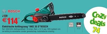 Promoties Elektrische kettingzaag ake 35 s bosch - Bosch - Geldig van 11/10/2016 tot 24/10/2016 bij Brico