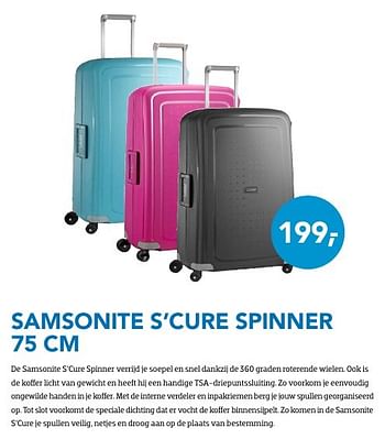 Promotions Samsonite s`cure spinner 75 cm - Samsonite - Valide de 01/10/2016 à 31/10/2016 chez Coolblue