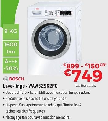 Promotions Bosch lave-linge - waw32562fg - Bosch - Valide de 29/09/2016 à 31/10/2016 chez Exellent