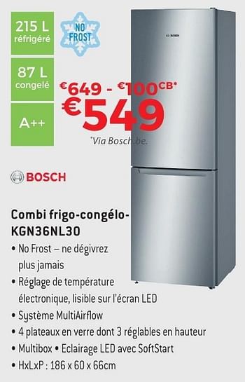 Promotions Bosch combi frigo-congélokgn36nl30 - Bosch - Valide de 29/09/2016 à 31/10/2016 chez Exellent