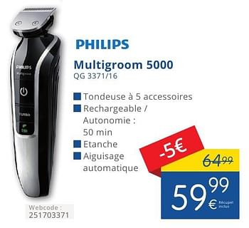 Promotions Philips multigroom 5000 qg 3371-16 - Philips - Valide de 01/10/2016 à 31/10/2016 chez Eldi