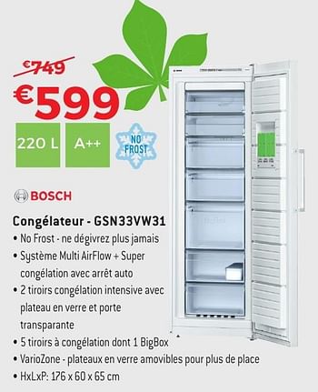 Promotions Bosch congélateur - gsn33vw31 - Bosch - Valide de 29/09/2016 à 31/10/2016 chez Exellent