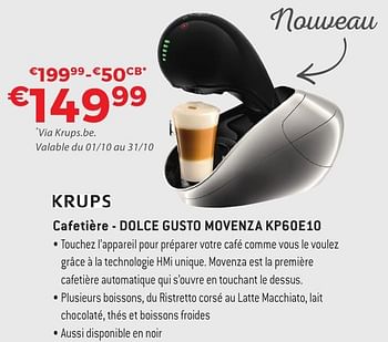 Promoties Krups cafetière - dolce gusto movenza kp60e10 - Krups - Geldig van 29/09/2016 tot 31/10/2016 bij Exellent