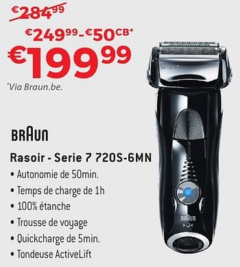 Promotions Braun rasoir - serie 7 720s-6mn - Braun - Valide de 29/09/2016 à 31/10/2016 chez Exellent