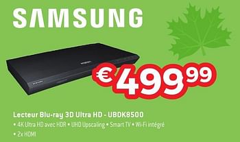 Promoties Samsung lecteur blu-ray 3d ultra hd - ubdk8500 - Samsung - Geldig van 29/09/2016 tot 31/10/2016 bij Exellent