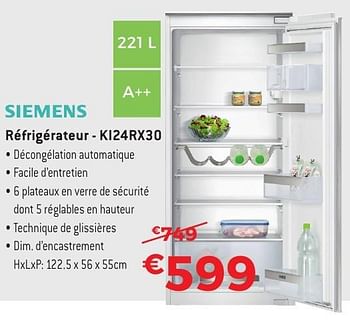 Promotions Siemens réfrigérateur - ki24rx30 - Siemens - Valide de 29/09/2016 à 31/10/2016 chez Exellent