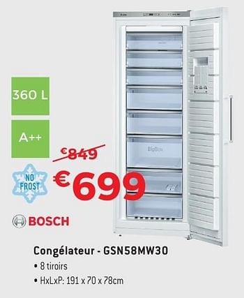 Promotions Bosch congélateur - gsn58mw30 - Bosch - Valide de 29/09/2016 à 31/10/2016 chez Exellent