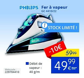 Promotions Philips fer à vapeur gc 4410-22 - Philips - Valide de 01/10/2016 à 31/10/2016 chez Eldi