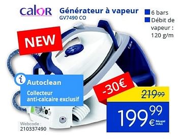 Promotions Calor générateur à vapeur gv7490 co - Calor - Valide de 01/10/2016 à 31/10/2016 chez Eldi