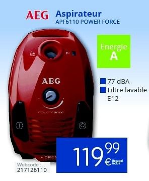 Promoties Aeg aspirateur apf6110 power force - AEG - Geldig van 01/10/2016 tot 31/10/2016 bij Eldi