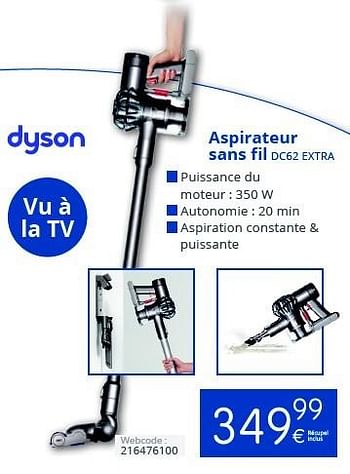 Promoties Dyson aspirateur sans fil dc62 extra - Dyson - Geldig van 01/10/2016 tot 31/10/2016 bij Eldi