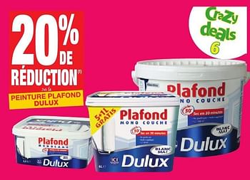 Promoties 20% de réduction sur la peinture plafond dulux - Dulux - Geldig van 11/10/2016 tot 24/10/2016 bij Brico
