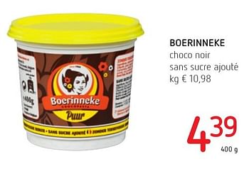 Promotions Boerinneke choco noir sans sucre ajouté - 't Boerinneke - Valide de 06/10/2016 à 19/10/2016 chez Eurospar (Colruytgroup)