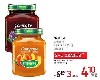 Promotions Materne compote - Compote - Valide de 06/10/2016 à 19/10/2016 chez Eurospar (Colruytgroup)