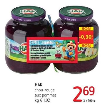 Promoties Hak chou-rouge aux pommes - Hak - Geldig van 06/10/2016 tot 19/10/2016 bij Eurospar (Colruytgroup)