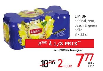 Promotions Lipton original, zero, peach + green boîte - Lipton - Valide de 06/10/2016 à 19/10/2016 chez Eurospar (Colruytgroup)