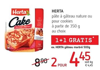 Promoties Herta pâte à gâteau nature ou pour cookies - Herta - Geldig van 06/10/2016 tot 19/10/2016 bij Spar (Colruytgroup)
