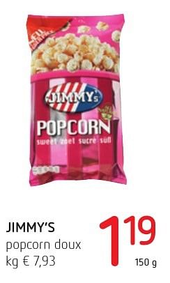 Promotions Jimmy`s popcorn doux - Jimmy's - Valide de 06/10/2016 à 19/10/2016 chez Spar (Colruytgroup)