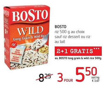 Promotions Bosto riz au choix sauf riz dessert ou riz au lait - Bosto - Valide de 06/10/2016 à 19/10/2016 chez Spar (Colruytgroup)