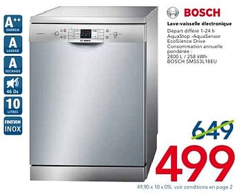 Promotions Bosch lave-vaisselle électronique - Bosch - Valide de 01/10/2016 à 31/10/2016 chez Kitchenmarket