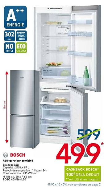 Promotions Bosch réfrigérateur combiné - Bosch - Valide de 01/10/2016 à 31/10/2016 chez Kitchenmarket