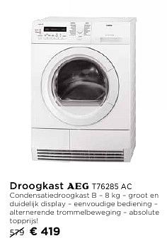 Promotions Droogkast aeg t76285 ac - AEG - Valide de 01/10/2016 à 31/10/2016 chez Molecule