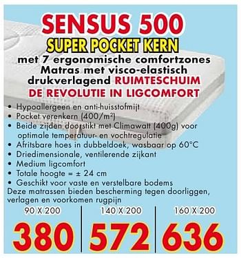 Promoties Sensus 500 super pocket kern - Bultex - Geldig van 01/10/2016 tot 31/10/2016 bij Emdecor