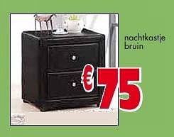 Promotions Nachtkastje bruin - Produit maison - Budgetmeubelen - Valide de 01/10/2016 à 31/10/2016 chez Budget Meubelen