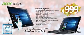 Promotions Tablet acer switch alpha 12 - Acer - Valide de 01/10/2016 à 16/11/2016 chez Compudeals