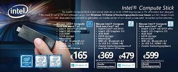 Promoties Intel compute stick met atom x5-z8300 - Intel - Geldig van 01/10/2016 tot 16/11/2016 bij Compudeals