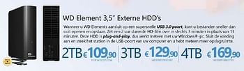 Promoties Wd element externr hdd`s 4tb - Western Digital - Geldig van 01/10/2016 tot 16/11/2016 bij Compudeals