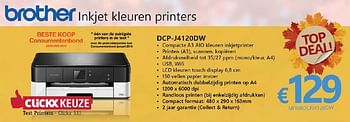 Promoties Brother inkjet printer dcp-j4120dw - Brother - Geldig van 01/10/2016 tot 16/11/2016 bij Compudeals