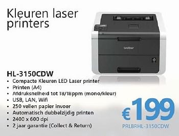 Promoties Brother laser printers hl-3150cdw - Brother - Geldig van 01/10/2016 tot 16/11/2016 bij Compudeals