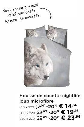 Promotions Housse de couette nightlife loup microfibre - Produit maison - Molecule - Valide de 01/10/2016 à 31/10/2016 chez Molecule