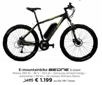 Promotions E-mountainbike beone e-totem - BeOne - Valide de 01/10/2016 à 31/10/2016 chez Molecule