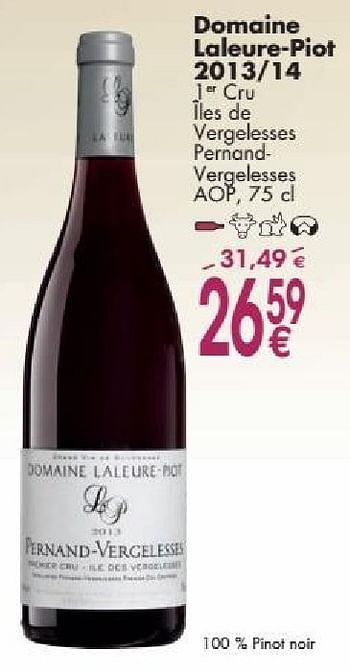 Promoties Domaine laleure piot 2013-14 cru iles de vergelesses pernand vergelesses - Rode wijnen - Geldig van 03/10/2016 tot 31/10/2016 bij Cora