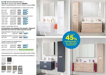 Promoties Badkamermeubel - meuble salle de bains sensa - Linie - Geldig van 04/10/2016 tot 29/10/2016 bij X2O