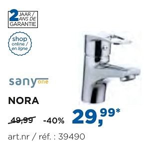Promoties Nora wastafelkranen - robinets de lavabo - Sany one - Geldig van 04/10/2016 tot 29/10/2016 bij X2O