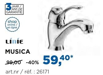 Promotions Musica wastafelkranen - robinets de lavabo - Linie - Valide de 04/10/2016 à 29/10/2016 chez X2O