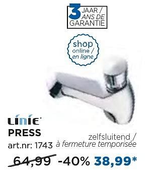 Promoties Press koudwaterkranen - robinets d`eau froide - Linie - Geldig van 04/10/2016 tot 29/10/2016 bij X2O