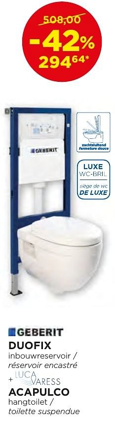 Promoties Duofix hangtoiletten - toilettes suspendues - Geberit - Geldig van 04/10/2016 tot 29/10/2016 bij X2O