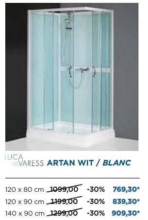 Promoties Artan douchecabines - cabines de douche wit - blanc - Luca varess - Geldig van 04/10/2016 tot 29/10/2016 bij X2O